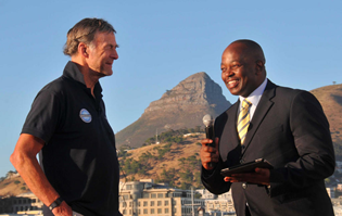 Sir Ranulph on SABC shortly before departure from Cape Town this morning 