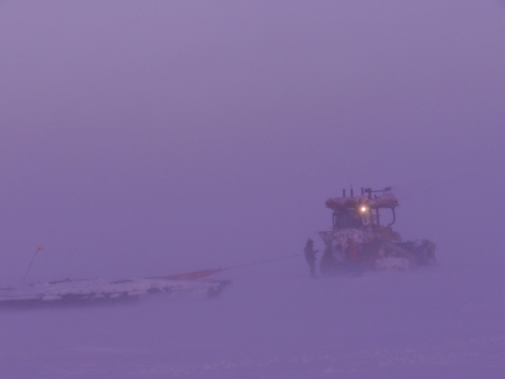 Blue ice, purple skies