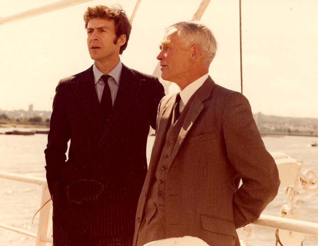 Sir Ranulph Fiennes and Sir Vivian Fuchs in September 1979 on board the Transglobe Expedition ship MV Benjamin Bowring in Greenwich at the start of the first ever polar circumnavigation of the World