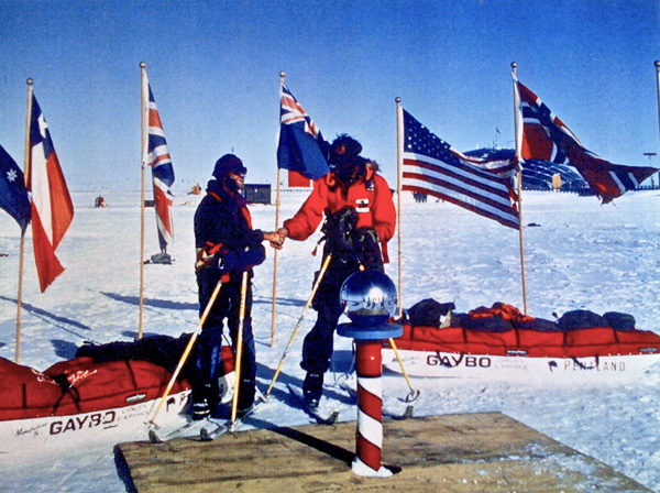 Stroud at South Pole with Fiennes